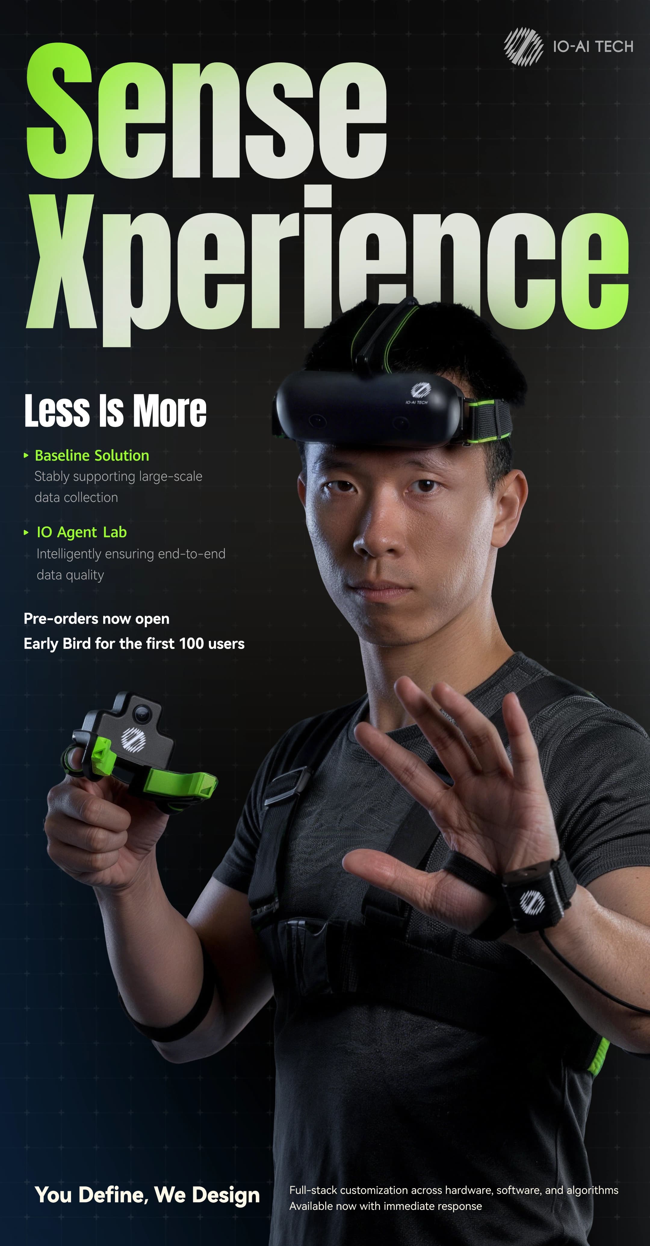 SenseXperience product overview: gripper, wrist camera, egocentric camera and compute unit