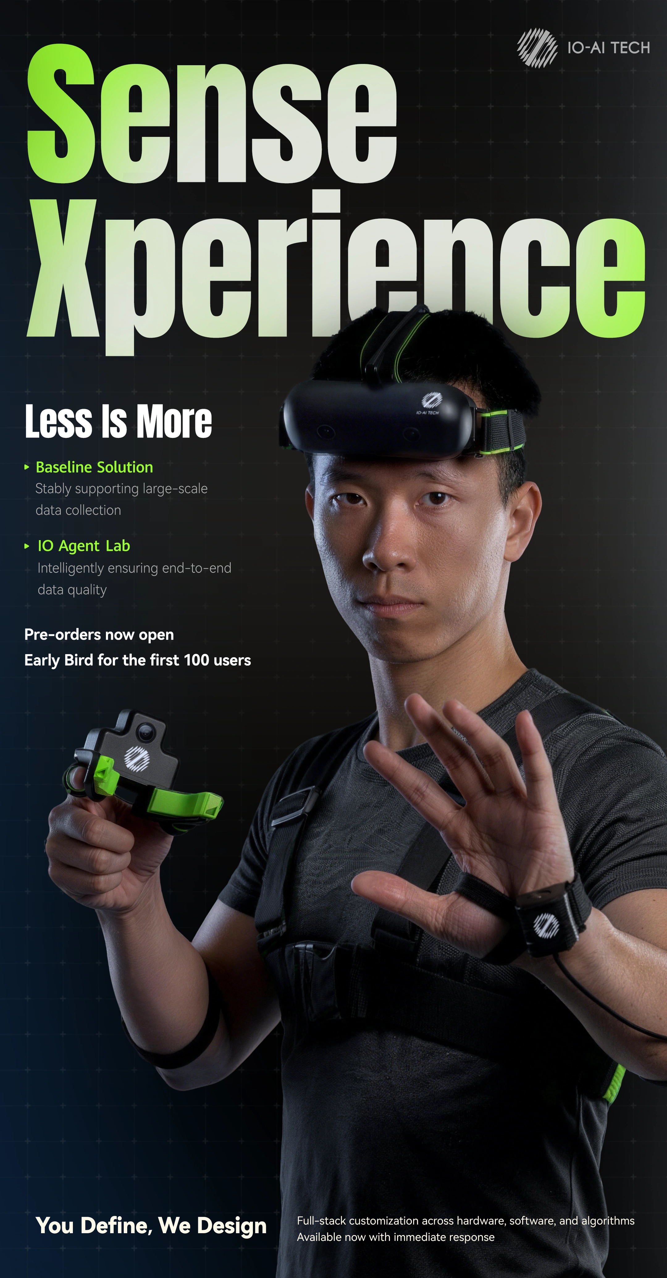 SenseXperience product overview: gripper, wrist camera, egocentric camera and compute unit