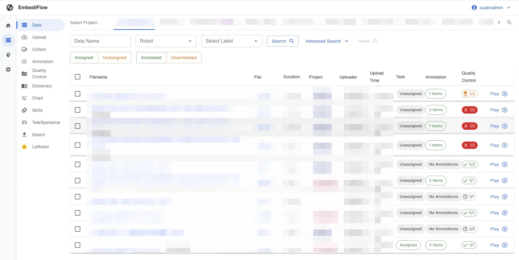 Quality checks in the platform flow