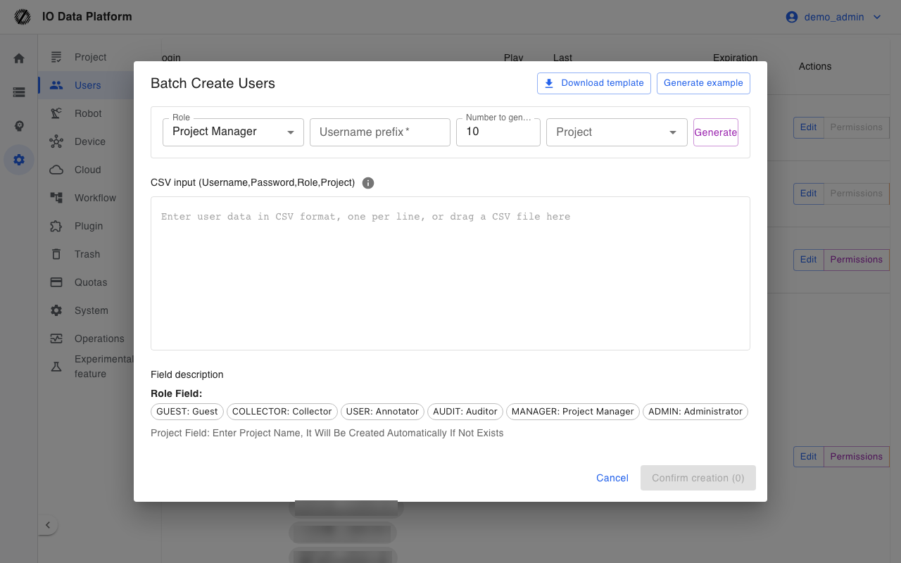 Batch create users (administrator)