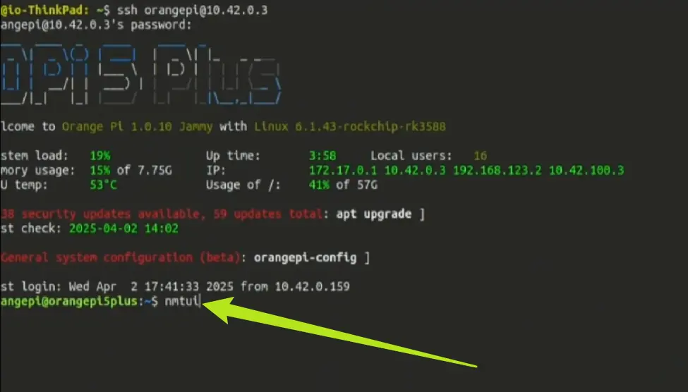nmtui Wi-Fi config
