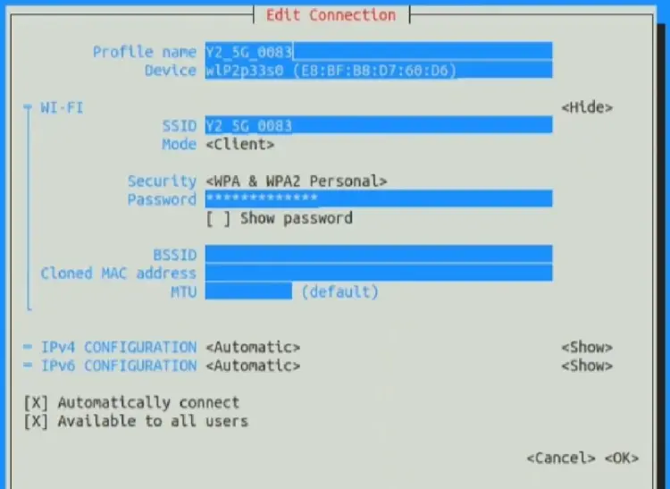 Edit Wi-Fi connection