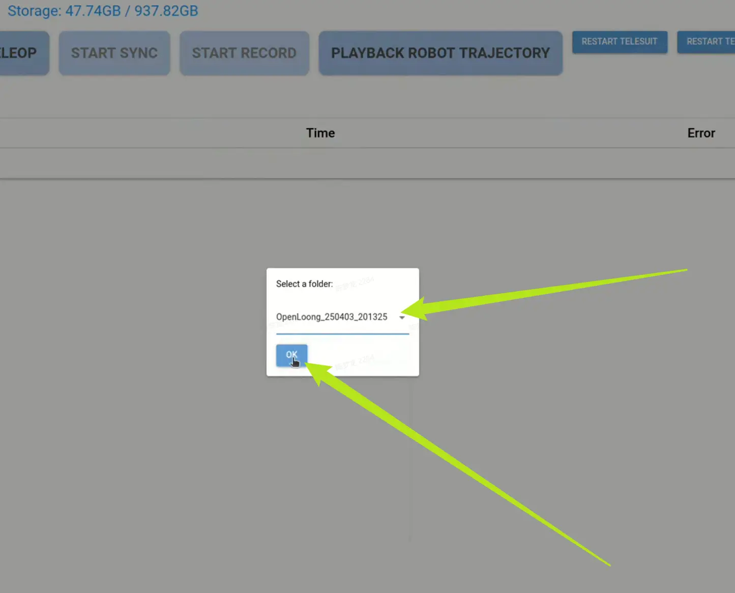 Confirm selection